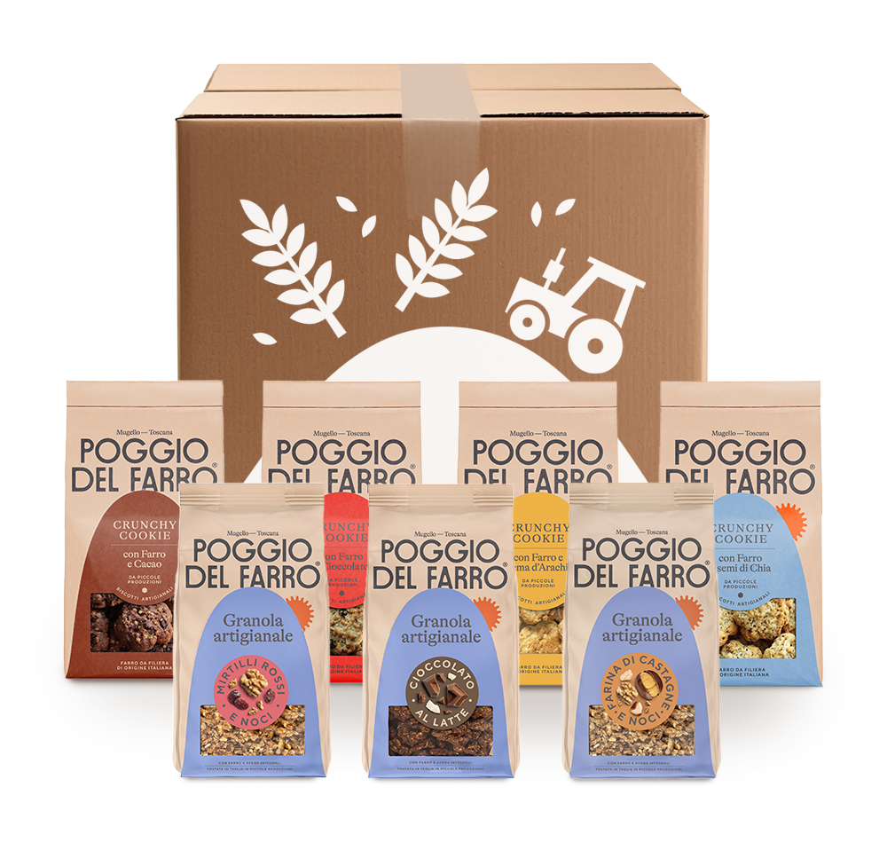 Raccolta d’Inverno Piccola Poggio del Farro con granole artigianali e crunchy cookie al farro