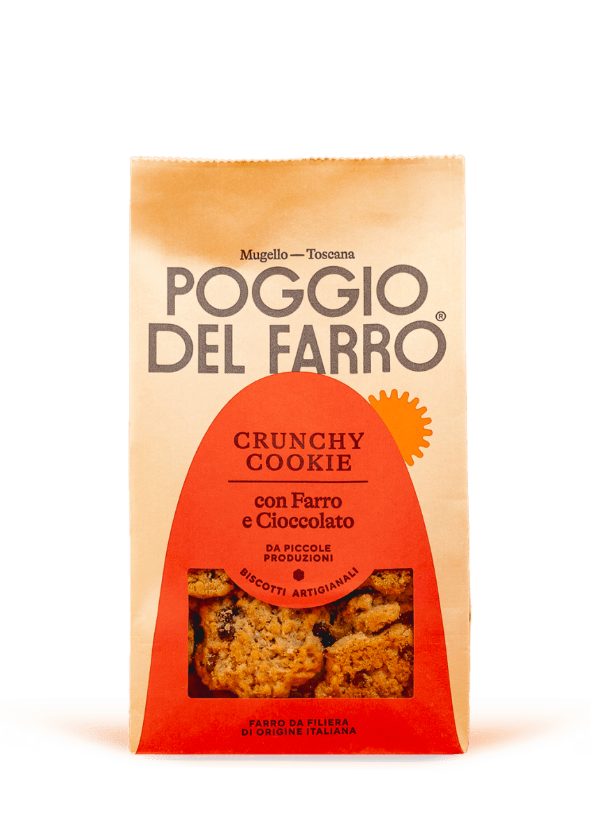 Crunchy cookie al farro e gocce di cioccolato Poggio del Farro, confezione da 200 g