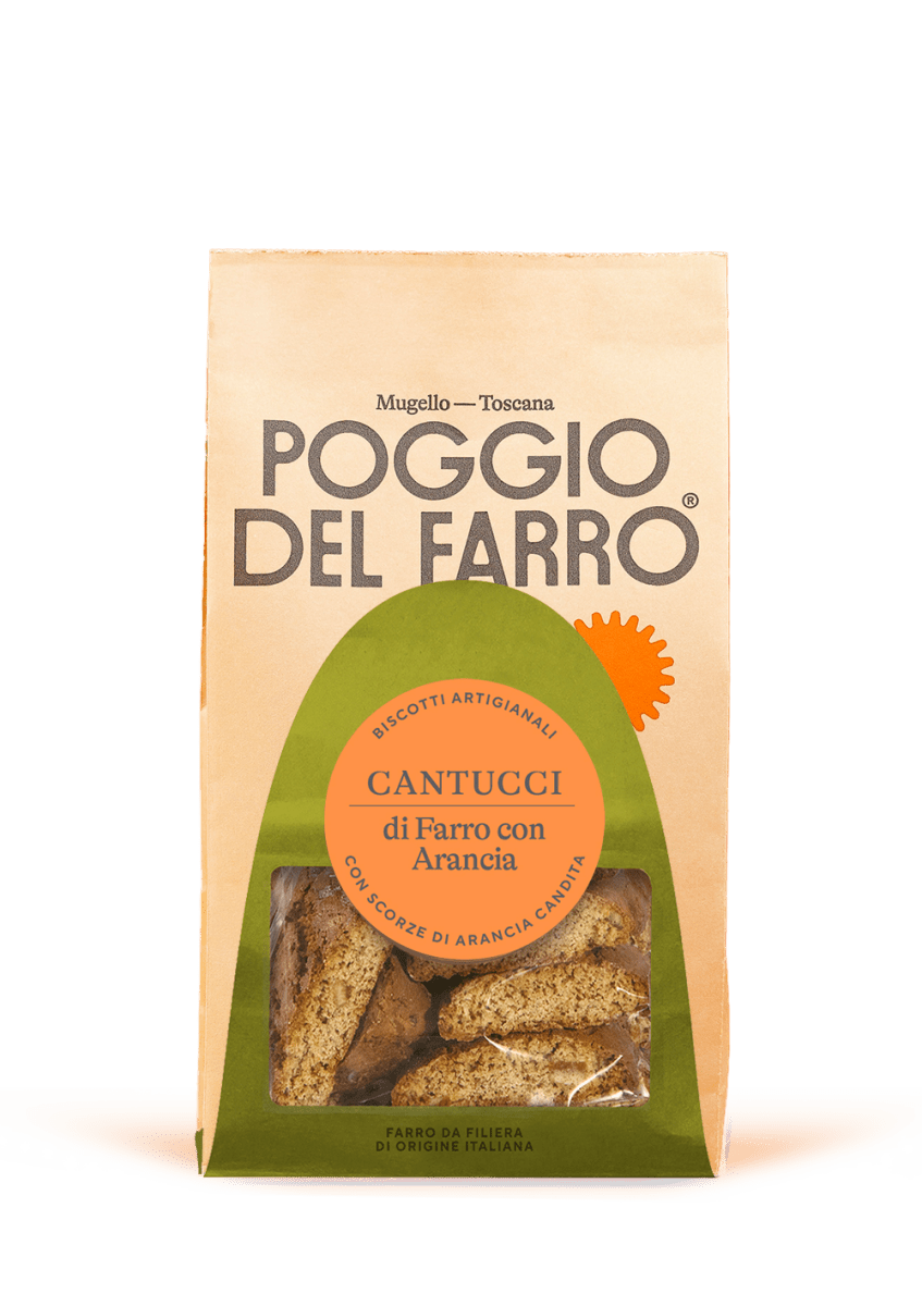 Cantucci di Farro con Arancia con scorze di arancia candita. Biscotti Artigianali.