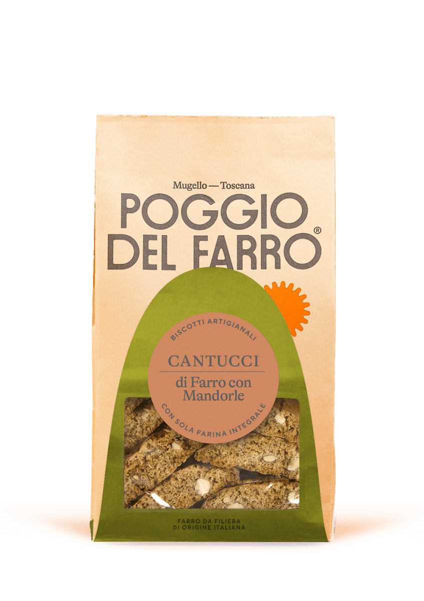 Cantucci di farro con Mandorle con sola farina integrale di farro. Biscotti artigianali