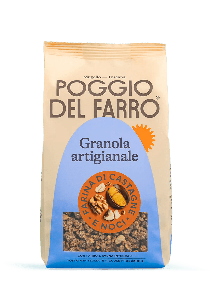 Granola artigianale al farro con farina di castagne e noci Poggio del Farro, confezione da 250g