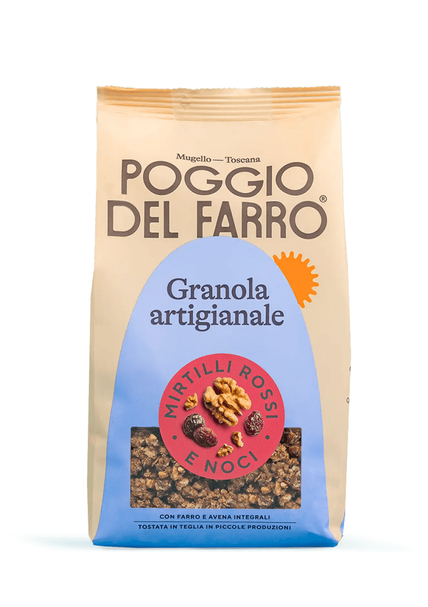 Confezione granola artigianale al farro con mirtilli rossi e noci Poggio del Farro